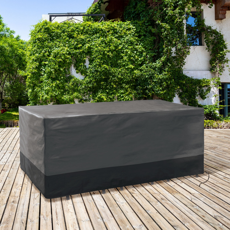 bâche table de jardin rectangulaire imperméable grise et noire