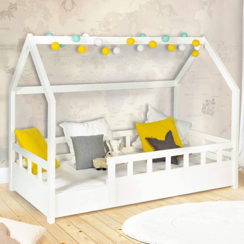 lit cabane enfant blanc 80 x 160 cm