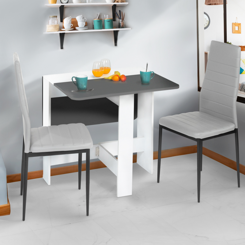 table console blanche et grise en bois