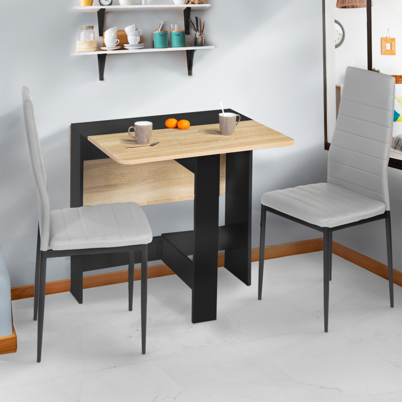 table console bois noir et imitation hêtre