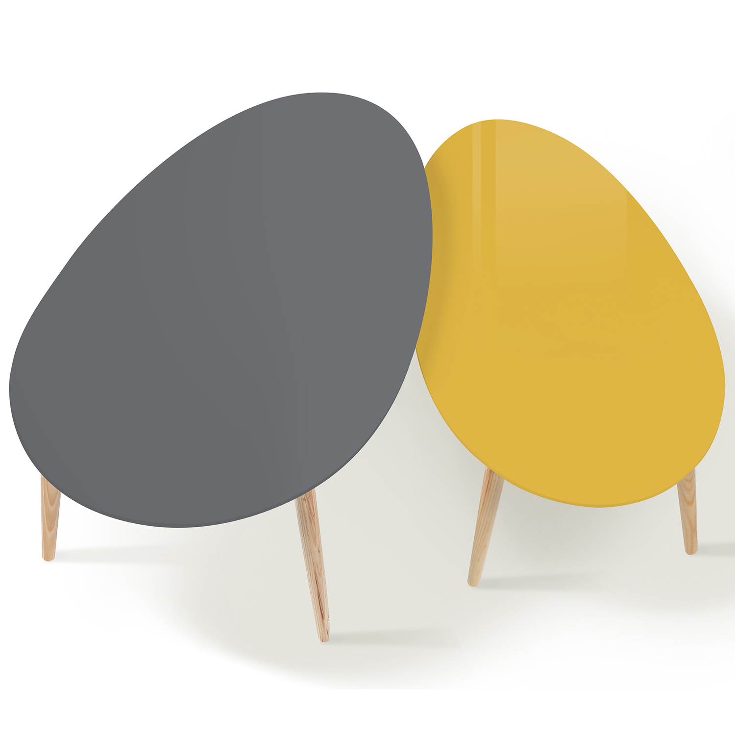 Tables basses gigognes scandinaves jaune et grise - Lot de 2 | ID Market