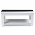 Table basse contemporaine GEORGIA plateau relevable bois blanc et noir