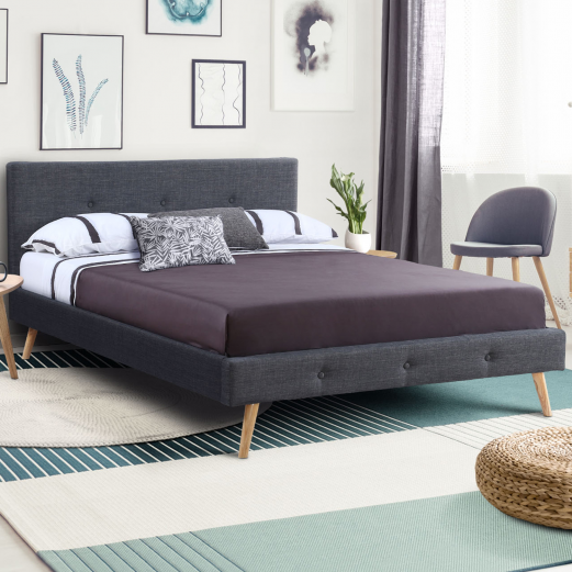 Lit scandinave Oslo en tissu 140x190cm gris anthracite