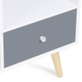 Meuble TV scandinave EFFIE 3 tiroirs bois blanc et gris 110 cm