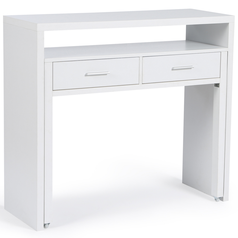 ARTIK BUREAU BLANC EN BOIS CONSOLE EXTENSIBLE - Yatout Home