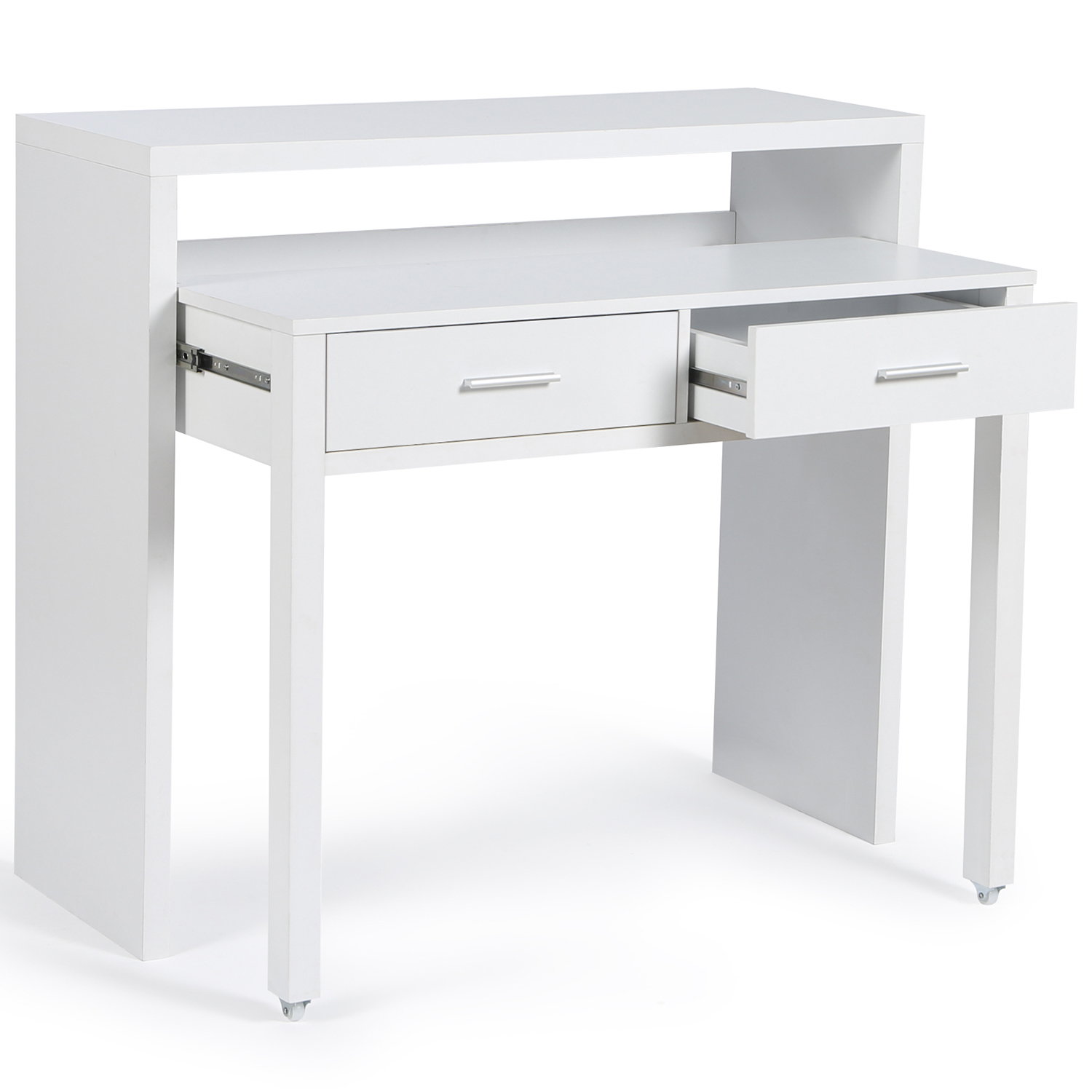 Bureau extensible 2 en 1 pas cher en bois blanc | ID Market