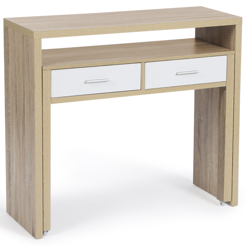 Bureau extensible MILTON 2 tiroirs blanc