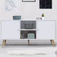 Buffet bas scandinave EFFIE 2 portes bois blanc 140 cm