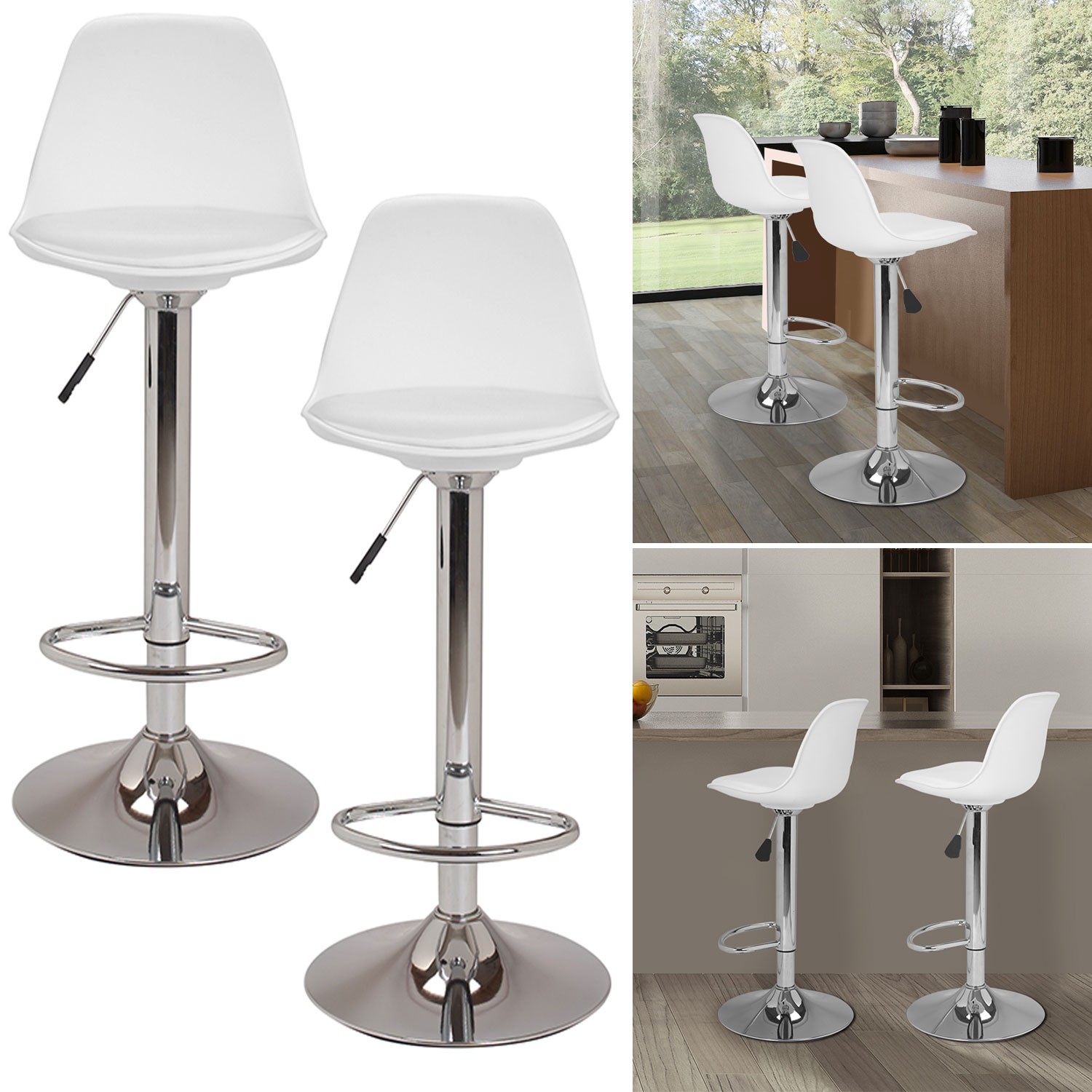 4 TABOURETS DE BAR KARL DESIGN BLANC POUR UNE CUISINE OU SALLE ENCORE