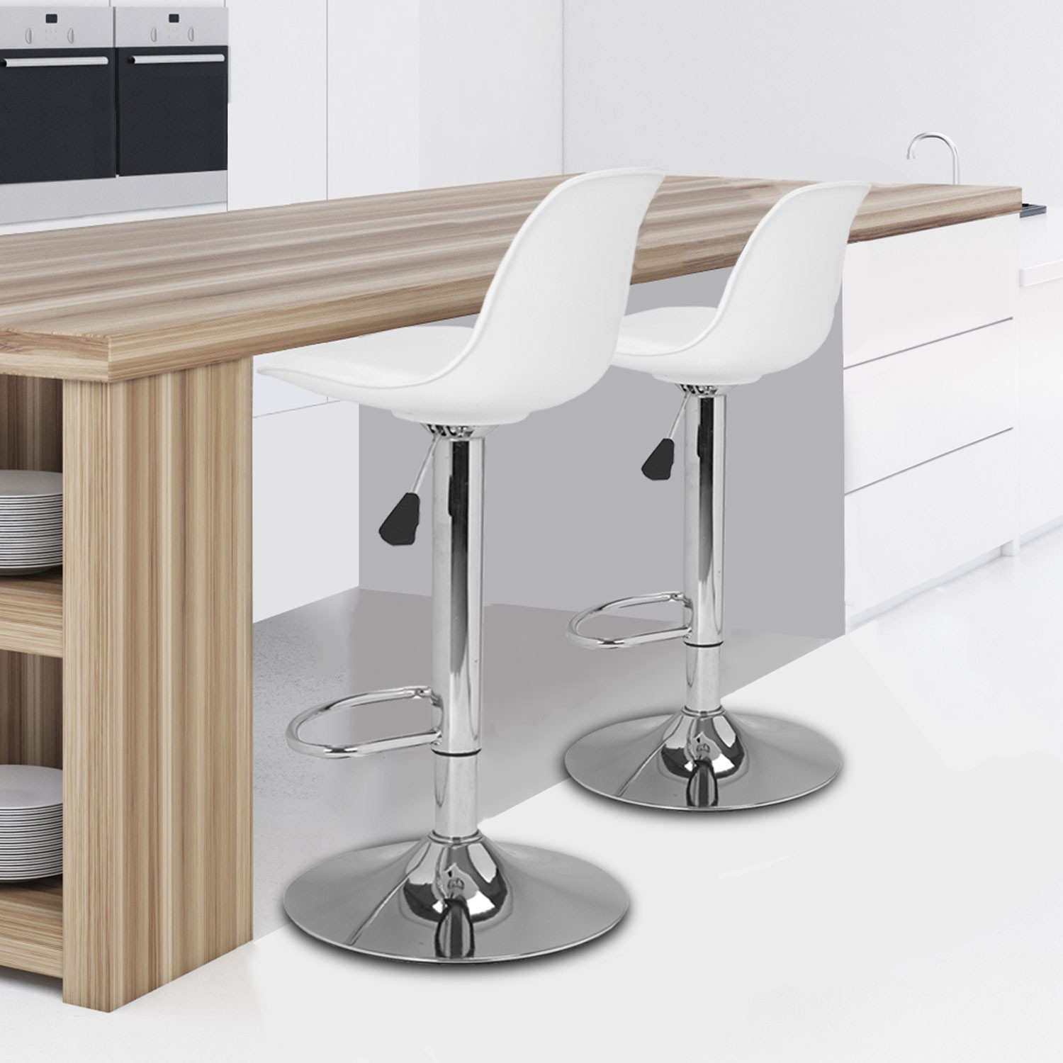 4 TABOURETS DE BAR KARL DESIGN BLANC POUR UNE CUISINE OU SALLE ENCORE