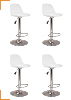 4 TABOURETS DE BAR KARL DESIGN BLANC POUR UNE CUISINE OU SALLE ENCORE PLUS DESIGN