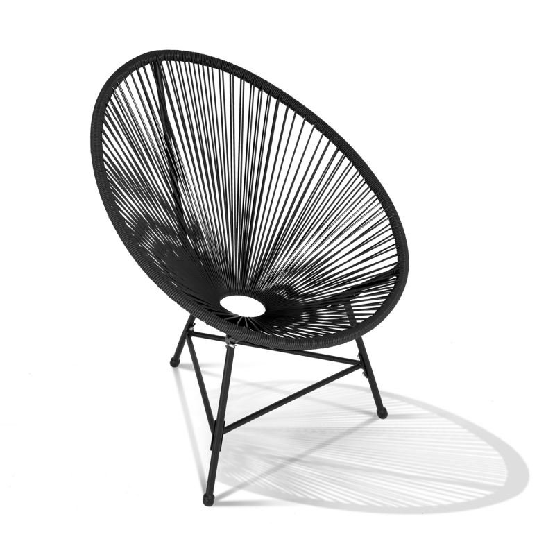 Fauteuil de jardin fil plastique noir design œuf  Lot de 2  ID Market