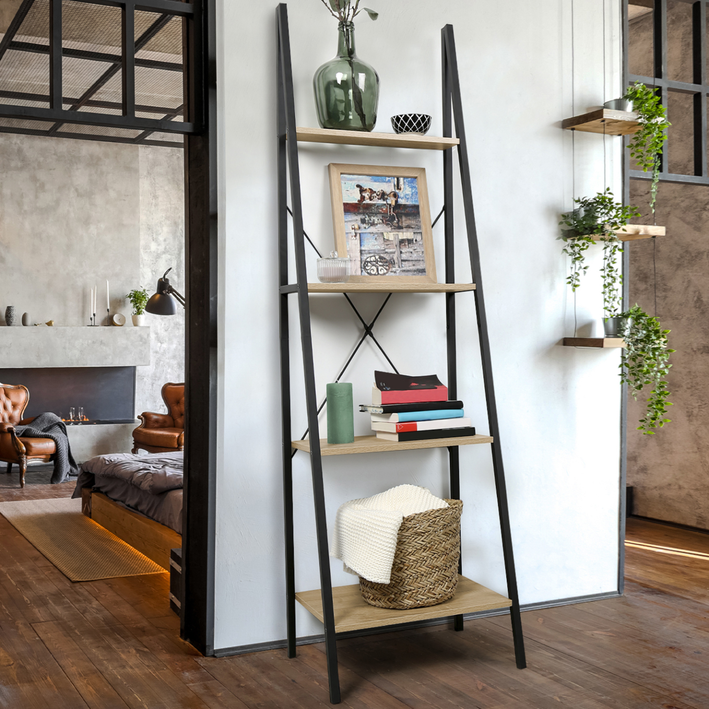 Porta TV da 140 cm con 2 ante di design industriale in legno scuro