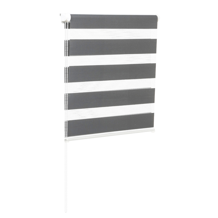 Store enrouleur zébré jour nuit l.55 x H. max 170 CM gris x2 Store enrouleur zébré jour nuit l.55 x H. max 170 CM gris x2