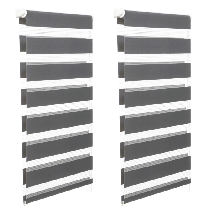 Store enrouleur zébré jour nuit l.55 x H. max 170 CM gris x2 Store enrouleur zébré jour nuit l.55 x H. max 170 CM gris x2