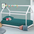 Lit cabane enfant 90 x 190 CM NEEL blanc avec sommier