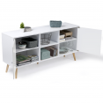 Buffet bas scandinave EFFIE 2 portes bois blanc 140 cm