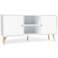 Buffet bas scandinave EFFIE 2 portes bois blanc 140 cm