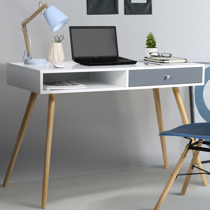Armoire basse de bureau grise en bois pour un style scandinave