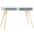 Bureau scandinave EFFIE bois blanc tiroir gris