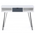 Console vintage NOEMI 1 tiroir bois blanc pied épingle