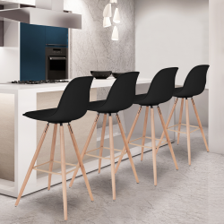 12893 - 4 sgabelli da bar scandinavi neri SARA Tabourets de bar SARA noirs en lot X4