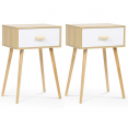 Lot de 2 tables de chevet bois et blanches scandinaves