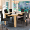 Table à manger GEORGIA 6 personnes imitation hêtre et noire 140 x 90 cm 