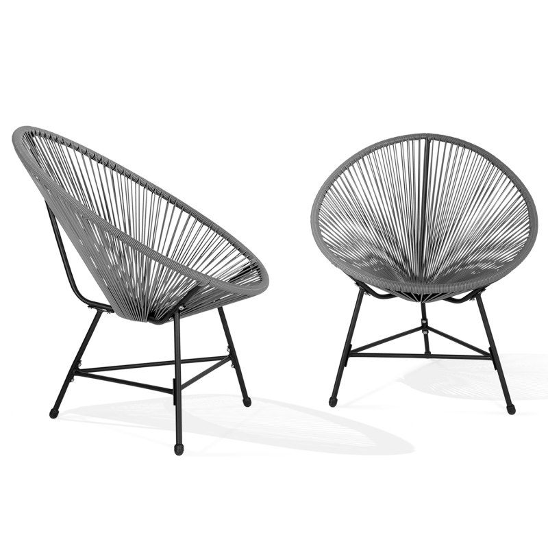 Lot De 2 Fauteuils De Jardin Izmir Gris Design Oeuf Avec