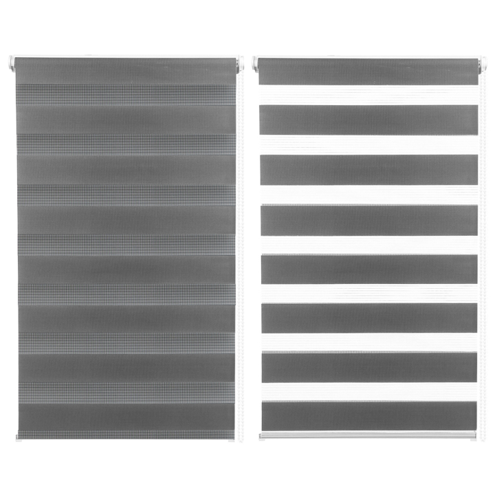 Store enrouleur zébré jour nuit l.55 x H. max 170 CM gris x2 Store enrouleur zébré jour nuit l.55 x H. max 170 CM gris x2