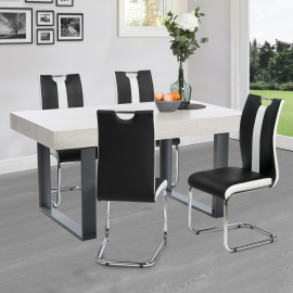 ID MARKET - Lot de 4 chaises LILY noires pour salle à manger