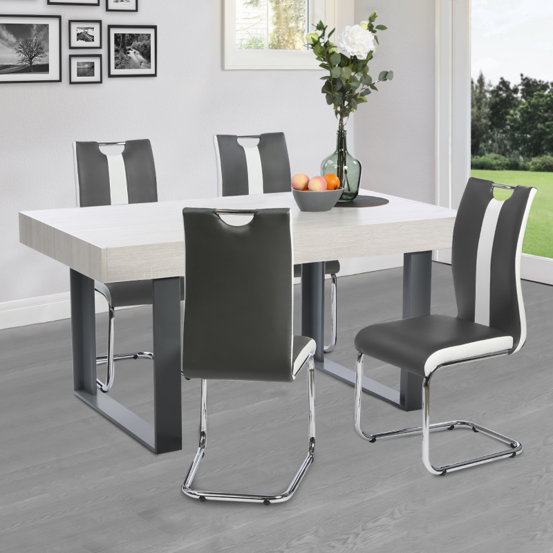 Lot de 4 chaises MANDY grises pour salle ? manger