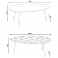 Lot de 2 tables basses gigognes scandinaves laquées grise et à motifs blanc jaune