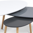 Lot de 3 tables basses gigognes laquées blanc / gris