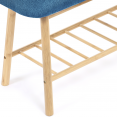 Banc d'entrée capitonné bambou tissu bleu canard