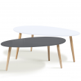 Lot de 2 tables basses gigognes laquées PM gris GM blanc scandinave