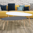 Lot de 2 tables basses gigognes laquées PM gris GM blanc scandinave