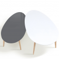 Lot de 2 tables basses gigognes laquées PM gris GM blanc scandinave