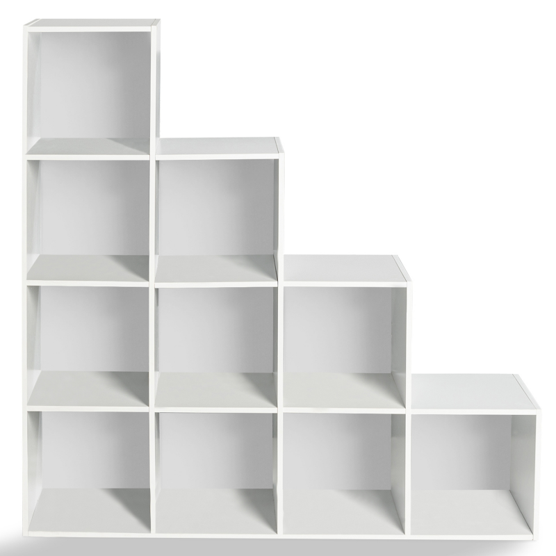 ID Kids Meuble De Rangement 4 Cases Bois Massif, Mdf Blanc, Bois