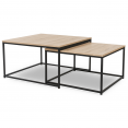 Table basse DETROIT design industriel gigogne x2 70*70cm et 60*60cm