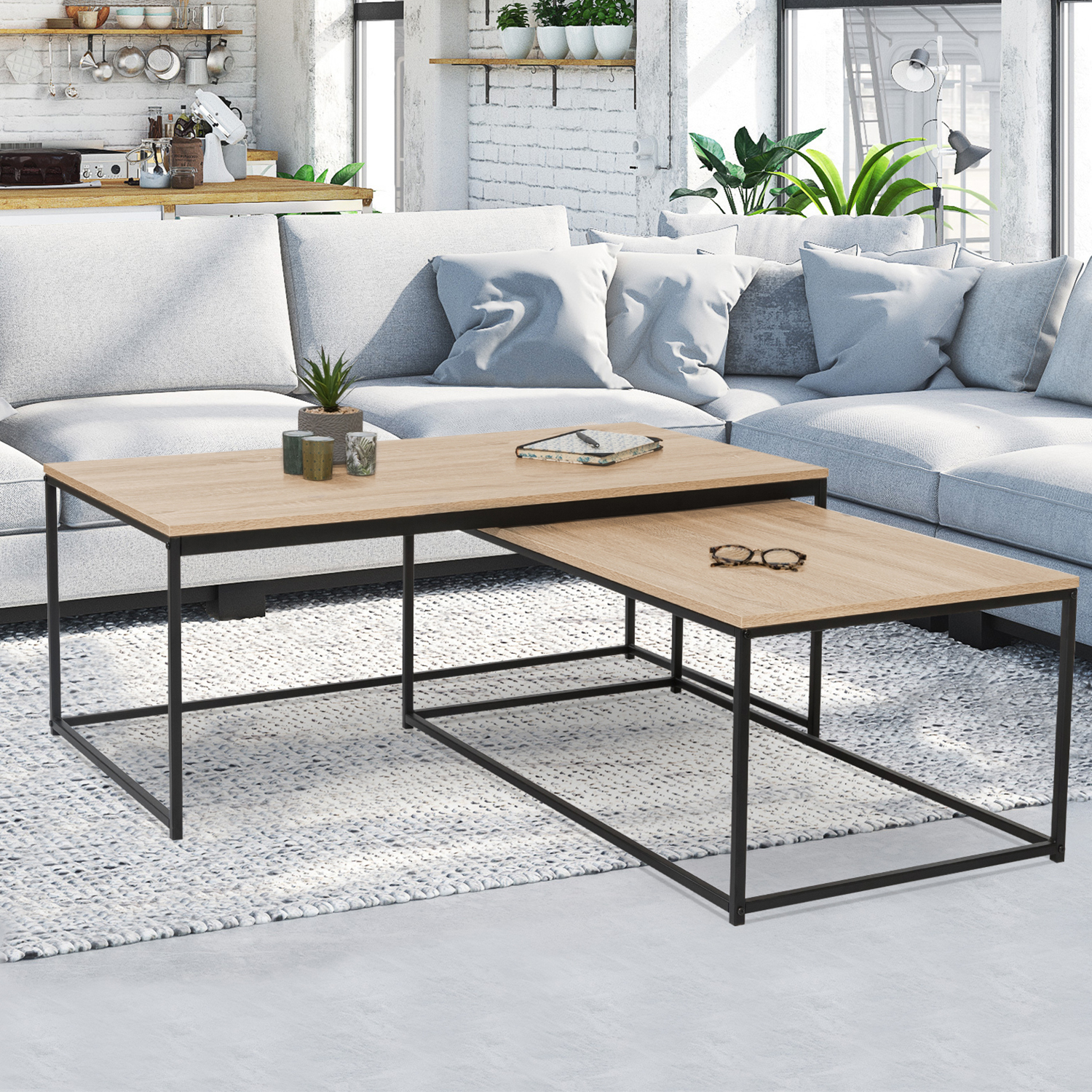 Tables basses gigognes rectangulaires style industriel ID Market