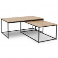 Lot de 2 tables basses gigognes DETROIT 100/113 design industriel