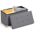 Banc coffre rangement 76 cm en tissu gris anthracite