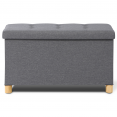 Banc coffre rangement 76 cm en tissu gris anthracite