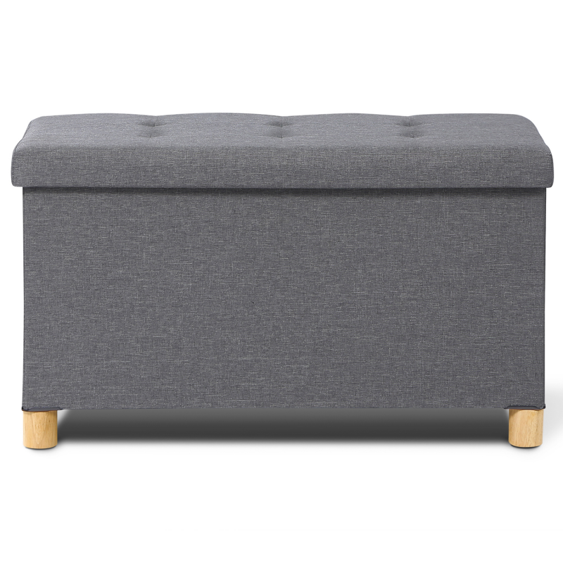 ID MARKET - Banc coffre rangement sur pied 100 cm en tissu gris clair -  Cdiscount Maison