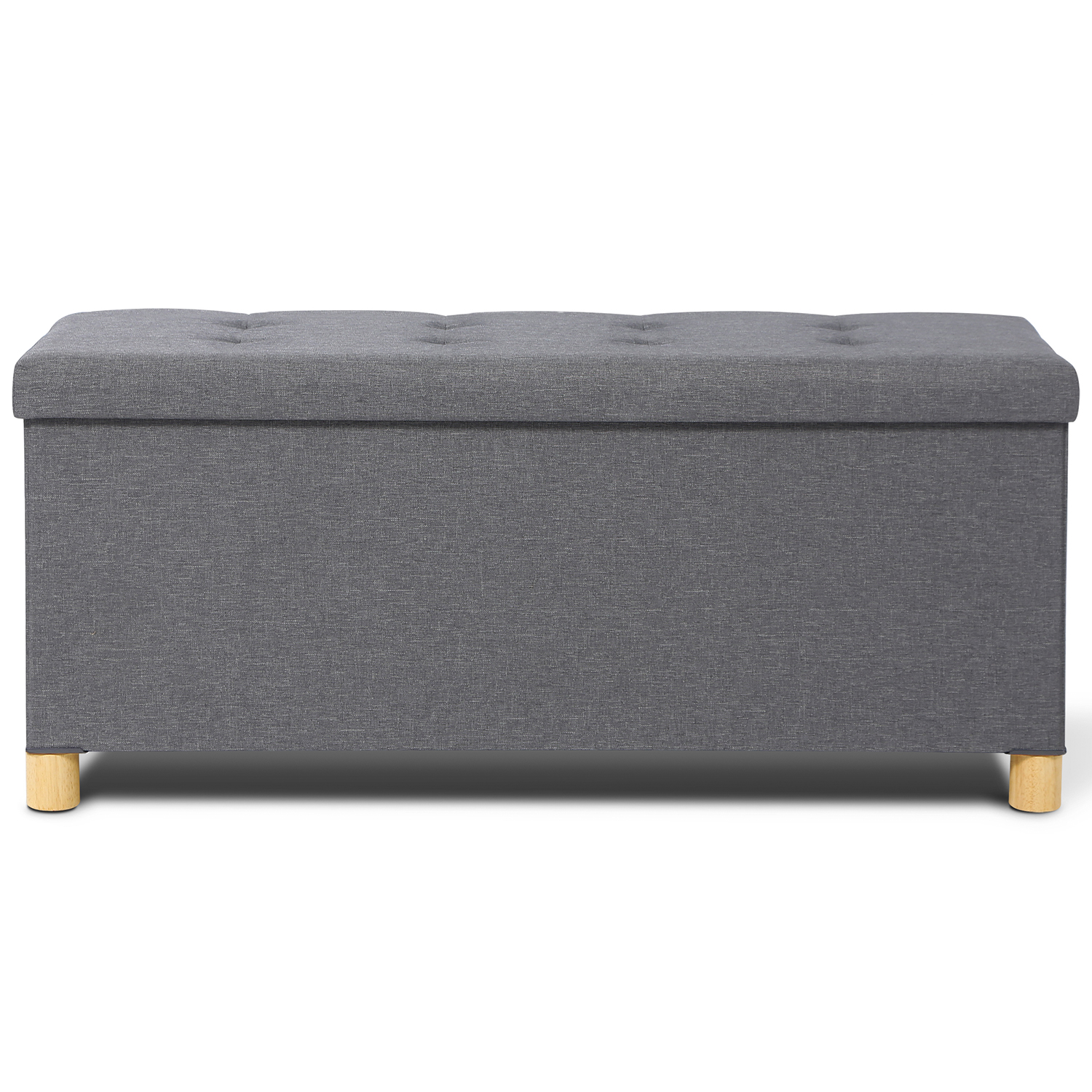 Banc coffre de rangement en tissu gris anthracite 1 mètre