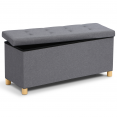 Banc coffre rangement 100 cm en tissu gris anthracite