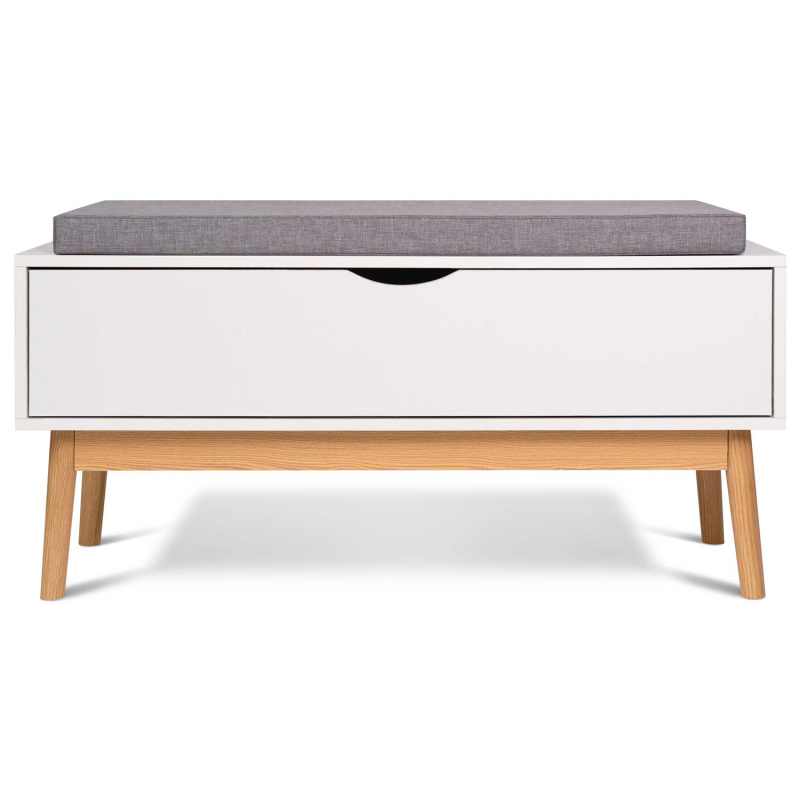 Banc coffre de rangement style scandinave bois blanc