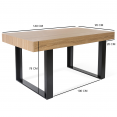Table à manger PHOENIX 6 personnes bois et noir 160 cm