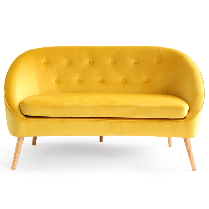 Canapé banquette en velours SONIA jaune Canapé banquette en velours SONIA jaune